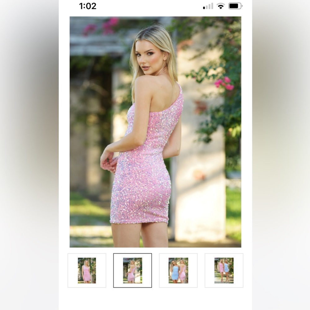 B. Darlin Pink Sequin Off Shoulder Mini Dress